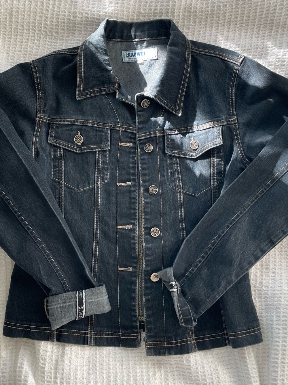 y2k dark blue denim jacket
